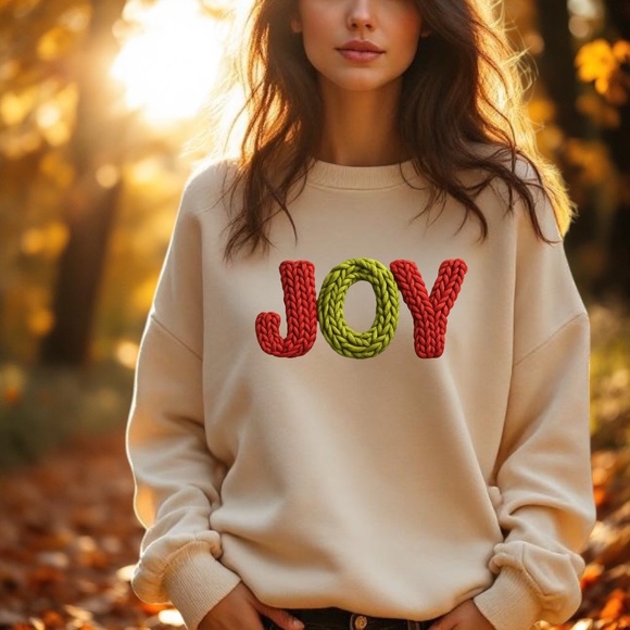 Joy Sweatshirt Faux Yarn simple but pretty Tan S M L XL XXL Soft realistic 3D - Picture 4 of 13